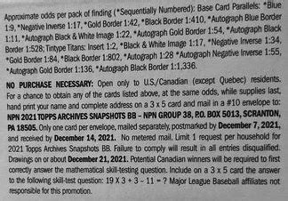 2021 Topps Archives Snapshots Baseball Checklist Details Boxes