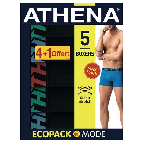 Boxer Homme Noir Coton Stretch T Athena Le Lot De Boxers Prix