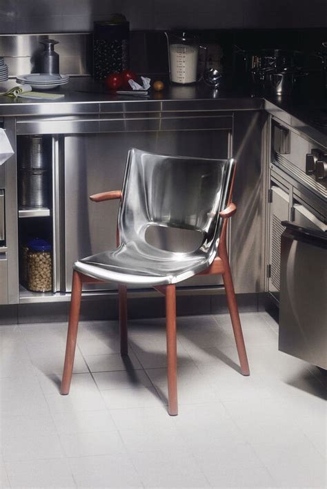 Alessi Poêle Arm Chair Brown Beech Mirror Polished Steel Finnish