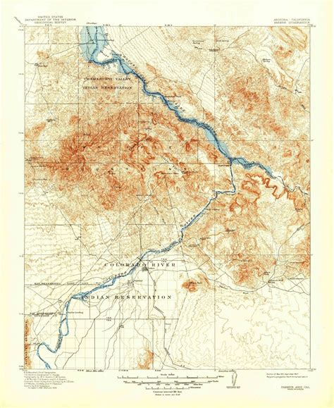 1911 Parker, AZ - Arizona - USGS Topographic Map | Topographic map ...