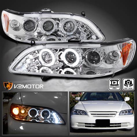 For 1998 2002 Honda Accord LED Halo Projector Headlights Head Lamps