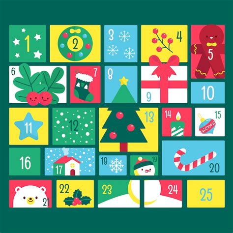 Calendario De Cuenta Regresiva Para El Día De Navidad Vector Gratis