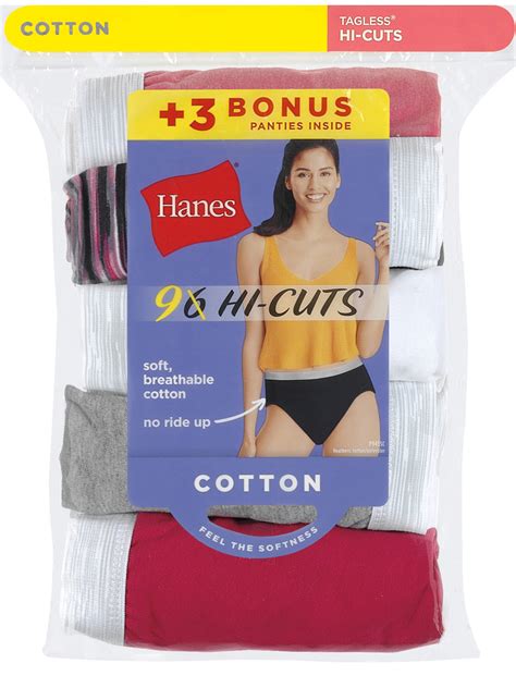 Hanes Women S Super Value Bonus Cool Comfort Sporty Cotton Hi Cut Underwear 6 3 Bonus Pack