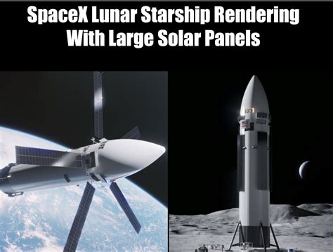 Rendering Of Spacex Lunar Starship Design With Large Solar Panels