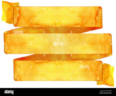 Watercolor Orange Banner Hand Painted Banners Isolated On White