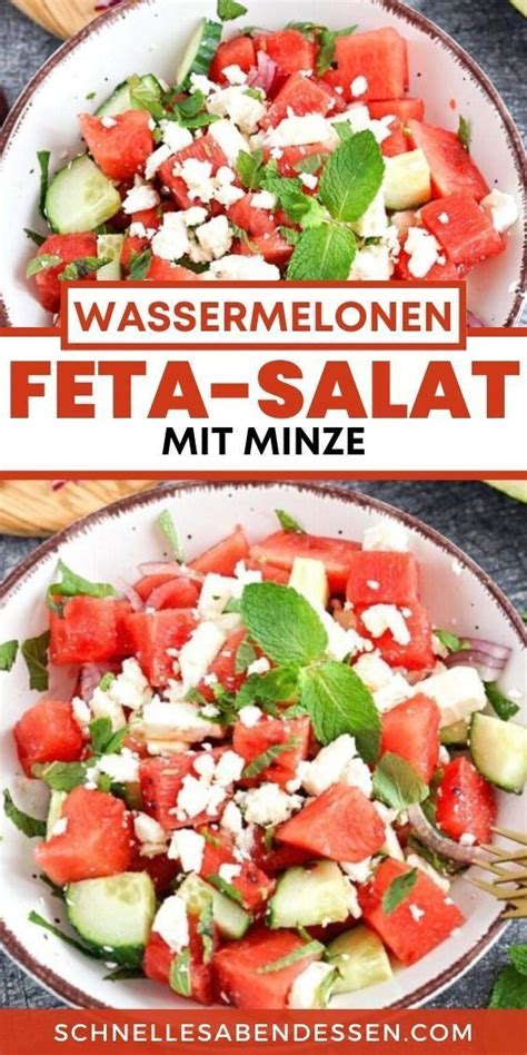 Wassermelonen Feta Salat Mit Minze Wassermelonen Feta Salat Salate Rezepte Gesund Leckere Salate