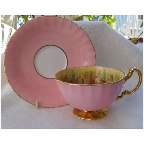 Aynsley Orchard Gold Pink Teacup And Saucer Signed Jones Tea Cups