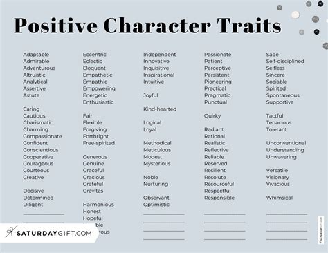 positive character traits list  good qualities examples