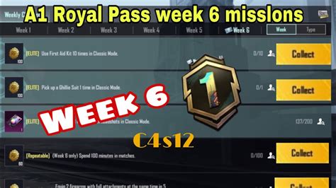 A1 Week 6 Mission Pubg Week 6 Mission Explain A1 Royal Pass Week 6