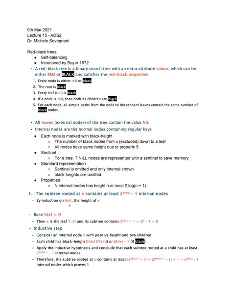 Algorithms And Data Structures Lecture 15 9th Mar 2021 9th Mar 2021