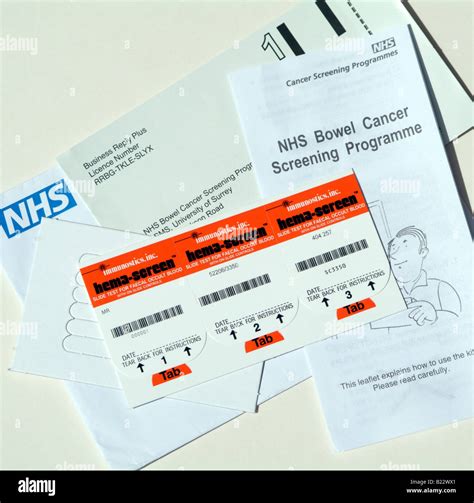 NHS bowel cancer screening programme kit Stock Photo - Alamy