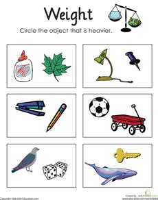 Light And Heavy Objects Worksheets For Kindergarten - teachcreativa.com