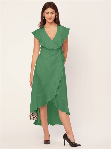 Buy Moomaya V Neck Flutter Sleeve Tulip Wrap Dress Dresses For Women 27049300 Myntra