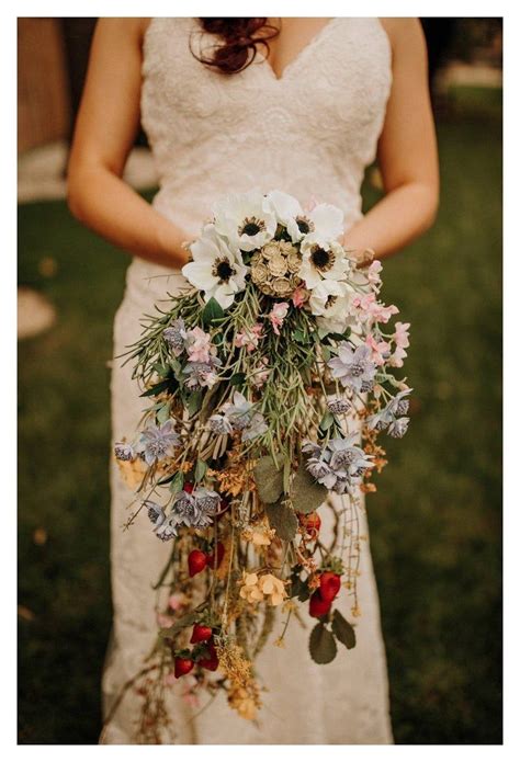 Wildflower Cascading Bouquet Bridal Bouquet Silk Flowers Etsy