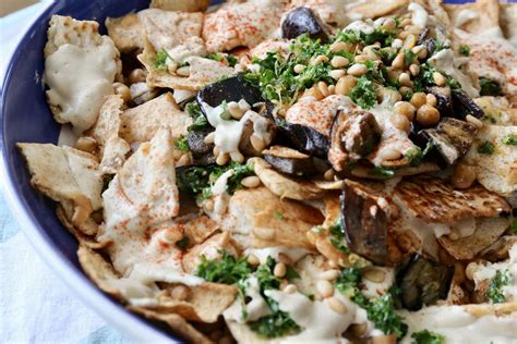 Healthy Vegetarian Lebanese Eggplant Fatteh Recipe