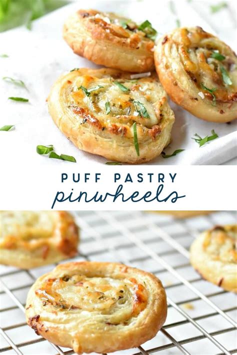 Puff Pastry Pinwheels On A Cooling Rack With The Words Puff Pastry