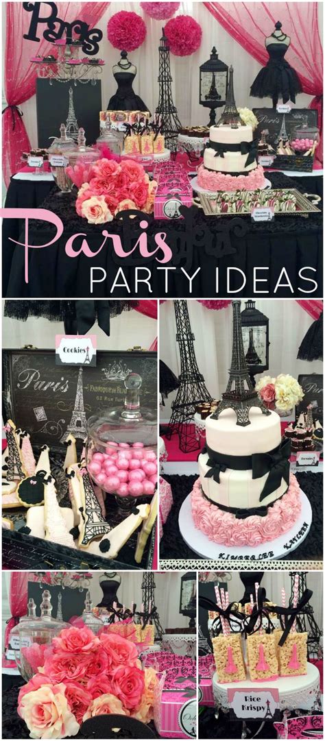 What A Gorgeous Pink And Black Paris Birthday Party See More Party Ideas At