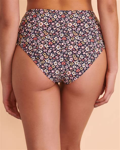 NANA CABO Sylvia Mid Waist Bikini Bottom Ditsy Floral Bikini Village