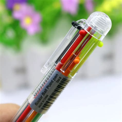 Plastic Pens With Multi Color Models 6 In 1 Multi Colored Ballpoint Pen