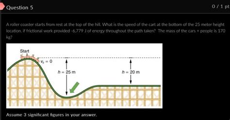 Solved A Roller Coaster Starts From Rest At The Top Of The Chegg