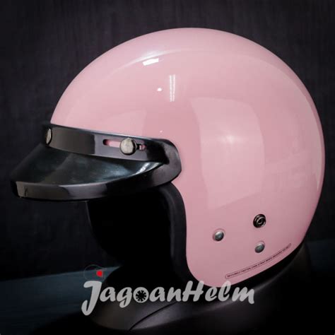 Hnl Helm Retro Solid Pink Glossy Bogo Classic Lazada Indonesia