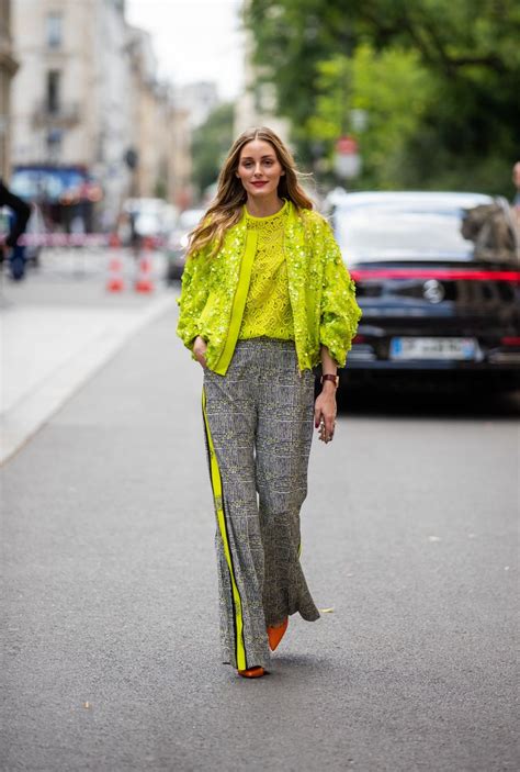 Olivia Palermo Wore Lime Green To Elie Saab In Paris Street Style