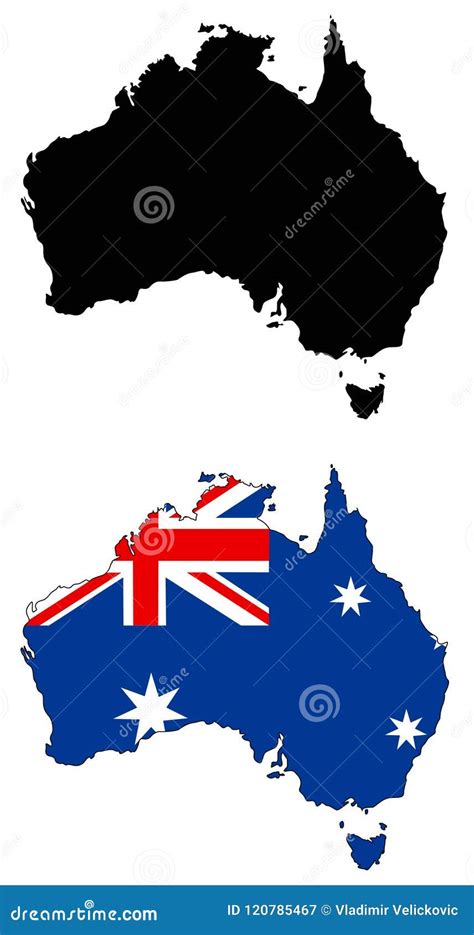 Australien Karte Und Flagge Land Des Australischen Kontinentes Vektor