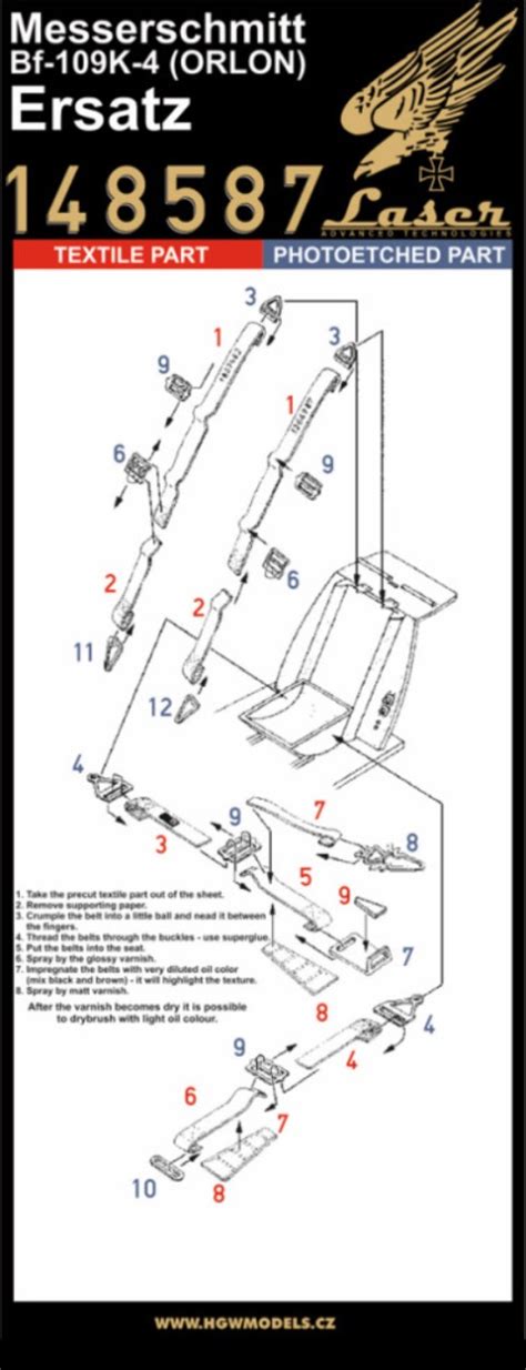 Messerschmitt Bf K Orlon Seatbelts For Academy Fujimi