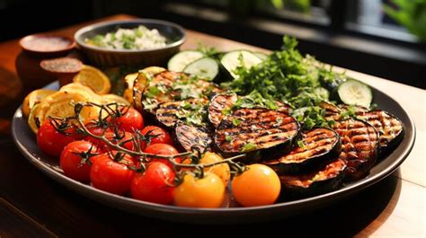 Premium Ai Image Freshness And Gourmet Grilled Vegetable Plate A