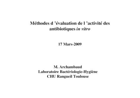 PDF Méthodes d évaluation de l activité des antibiotiques in vitro