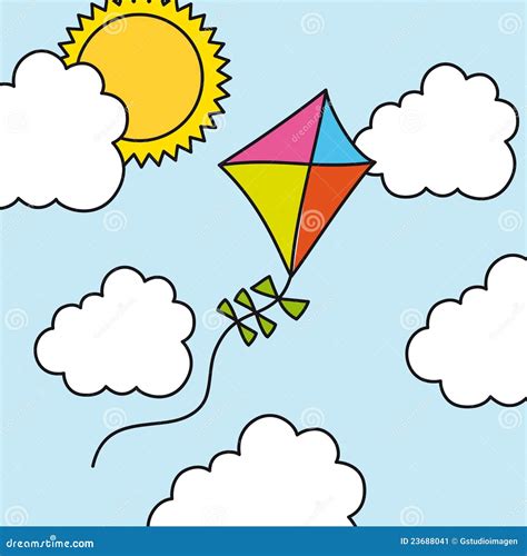 Kite drawing stock vector. Illustration of colorful, string - 23688041