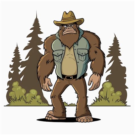 Bigfoot Con Una Ilustración De Vector De Sombrero Foto Premium