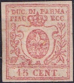 Italian Ancient States Parma 1857 Bourbon Lily 15 Cents Vermilion