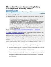 Guidelines For Documenting Felony Investigations Involving People