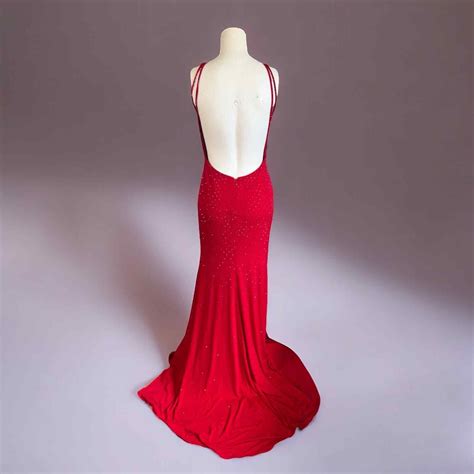 Red Jovani Backless Prom Dress Gown Gem