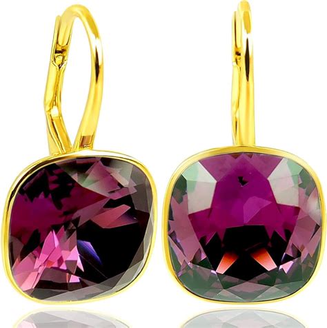 Ohrringe Mit Kristallen Von Swarovski Gold Rot Amethyst Nobel Schmuck