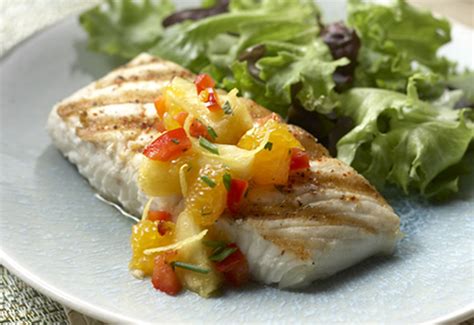 Alaska Halibut with Tangy Fruit Salad | Heinen's Grocery Store