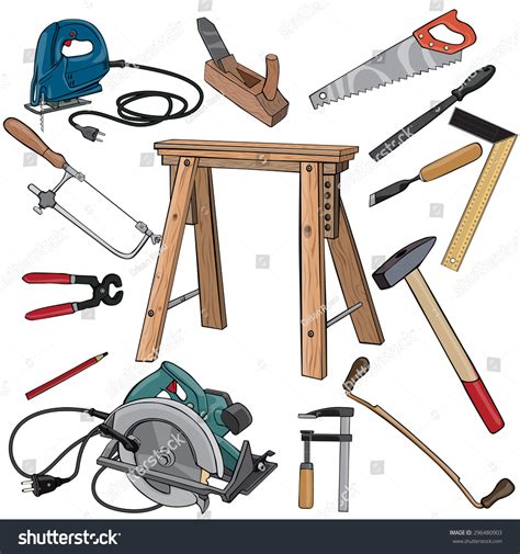 Vector Illustration Carpenter Tools Cartoon Concept Stock Vector