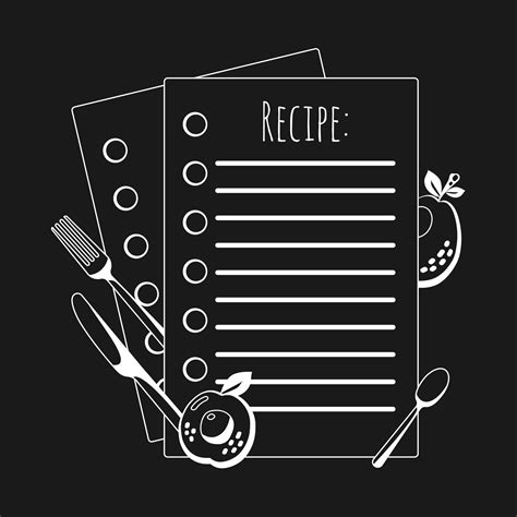 Recipe Chalkboard Doodle Drawing Template Design Food Culinary Book