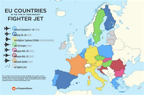 EU Countries by the Type of Their Primary Fighter... - Maps on the Web