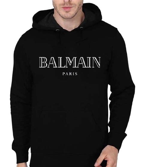 Balmain Paris Black Hoodie Printed Balmain Paris Hoodie