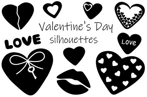 Valentines Day Silhouettes Heart Graphic By Shishkovaiv · Creative