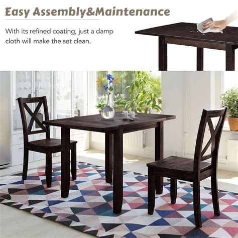 3 Piece Wooden Drop Leaf Breakfast Nook Dining Table Set With 2 Chairs Bed Bath And Beyond