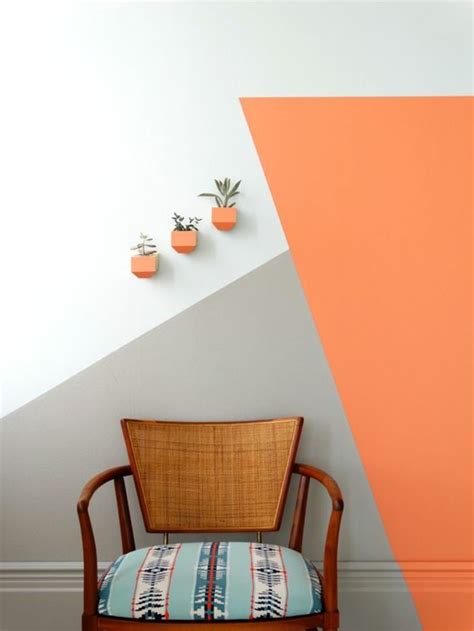 Peindre Un Mur D Cor Mural Gris Blanc Et Orange Chaise Vintage Bedroom