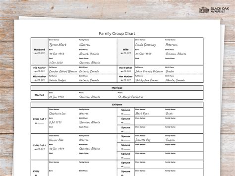 Family Group Chart Digital, Printable, Fillable PDF and XLSX ...