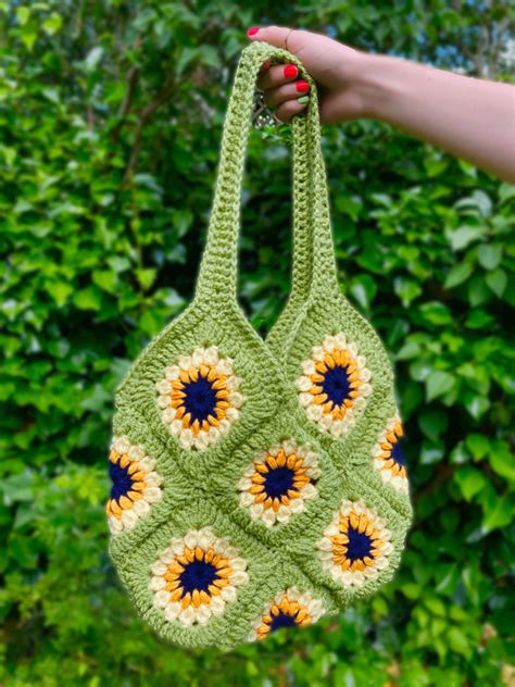 Handmade Crochet Sunflower Tote Bag Etsy