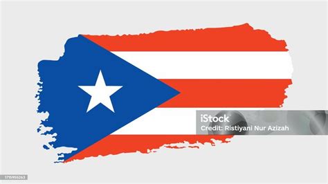 Puerto Rico Flag With Grunge Texture In Brush Stroke Style Stock