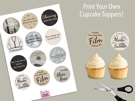 Printable Taylor Swift Cupcake Toppers Taylor Swift FOLKLORE Era Party ...