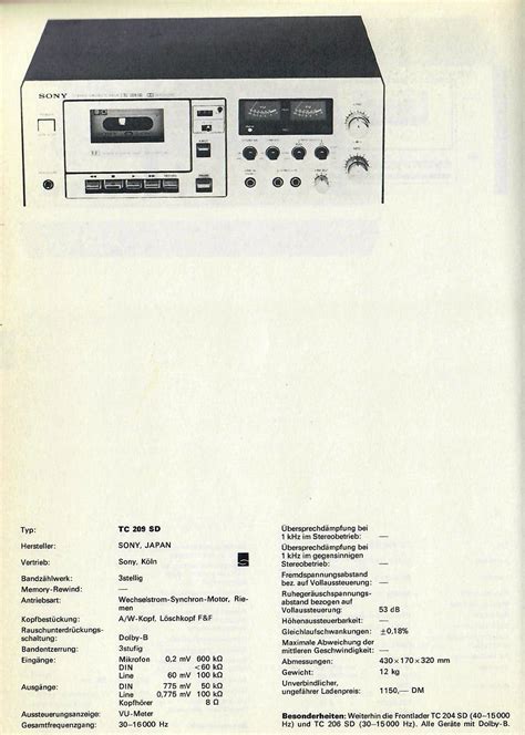 Sony Tc 209 Sd Hifi