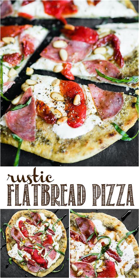 Rustic Flatbread Pizza With A Homemade Garlic Herb Crust Is Topped